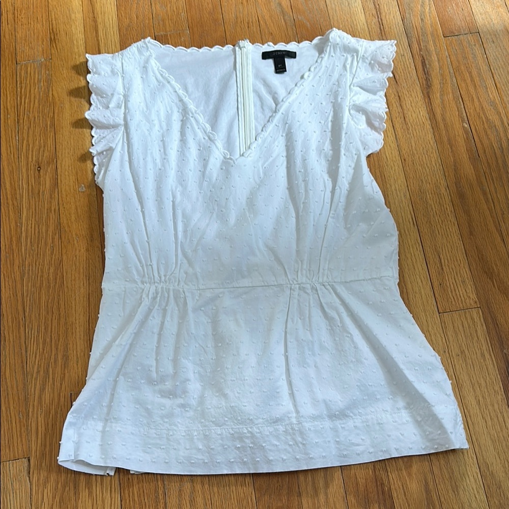 White Swiss dot Women's Top from Jcrew size 8Tall